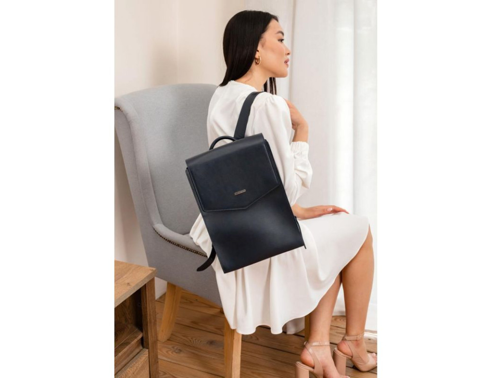 Шкіряний міський рюкзак темно-синій BN-BAG-40-navy-blue - Фотографія № 2