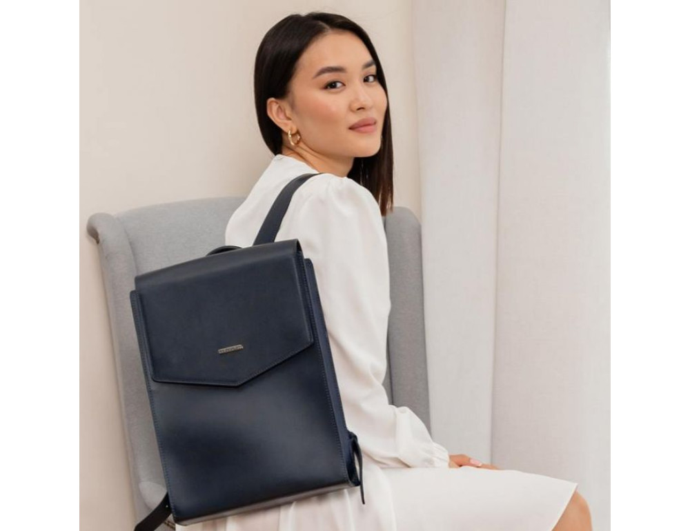 Шкіряний міський рюкзак темно-синій BN-BAG-40-navy-blue - Фотографія № 3
