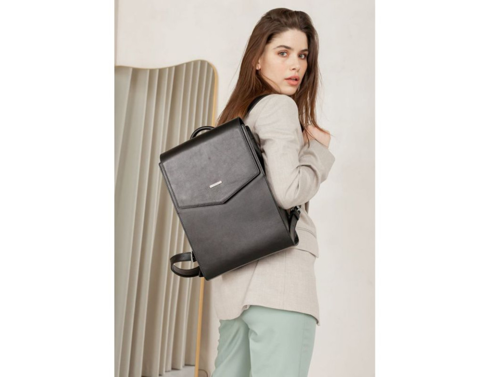 Шкіряний міський рюкзак вугільно-чорний Blanknote BN-BAG-40-ygol - Фотографія № 6