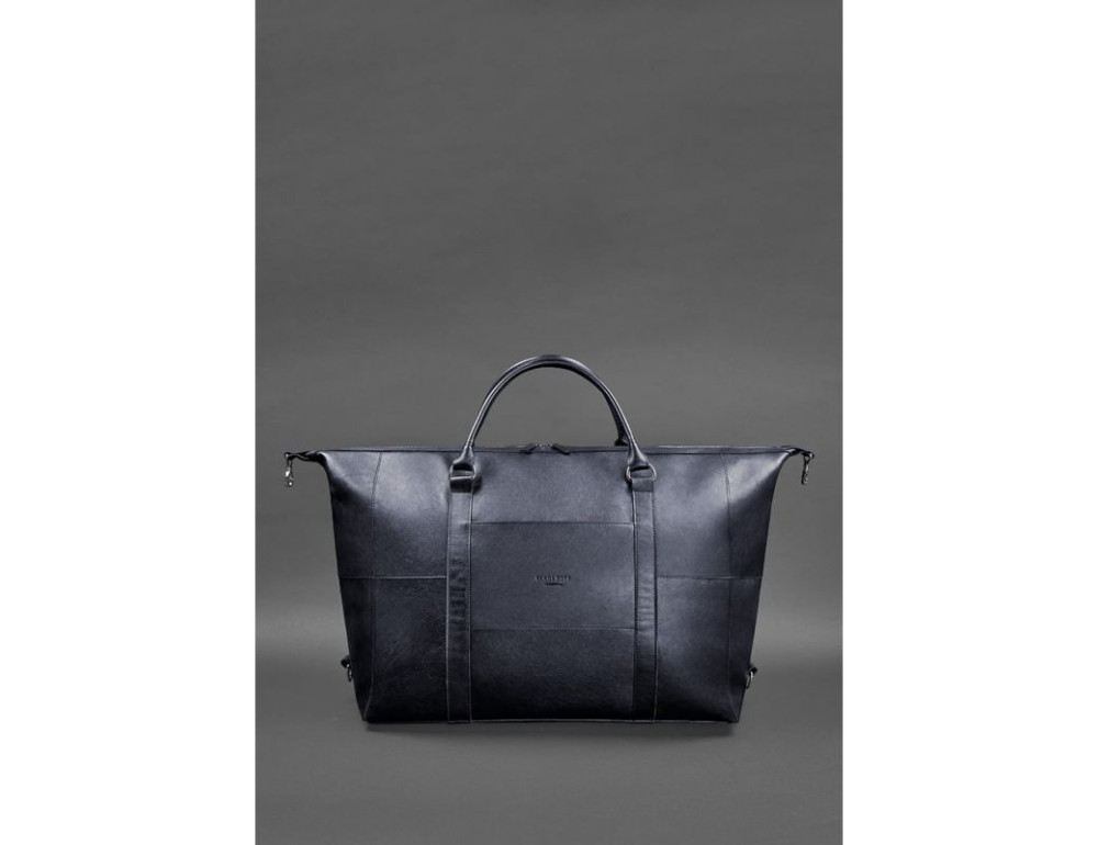 Шкіряна дорожня сумка темно-синя Blanknote BN-BAG-41-mystic - Фотографія № 3