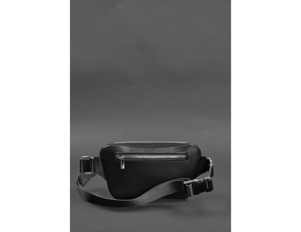 Кожаная поясная сумка-бананка трапеция черная BN-BAG-45-g - Фото № 3