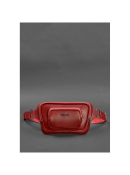 Кожаная поясная сумка-бананка ирапеция красная BN-BAG-45-red