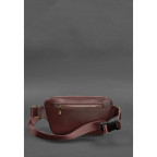 Кожаная поясная сумка-бананка трапеция бордовая BN-BAG-45-vin - Фото № 102