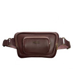Кожаная поясная сумка-бананка трапеция бордовая BN-BAG-45-vin - Фото № 106