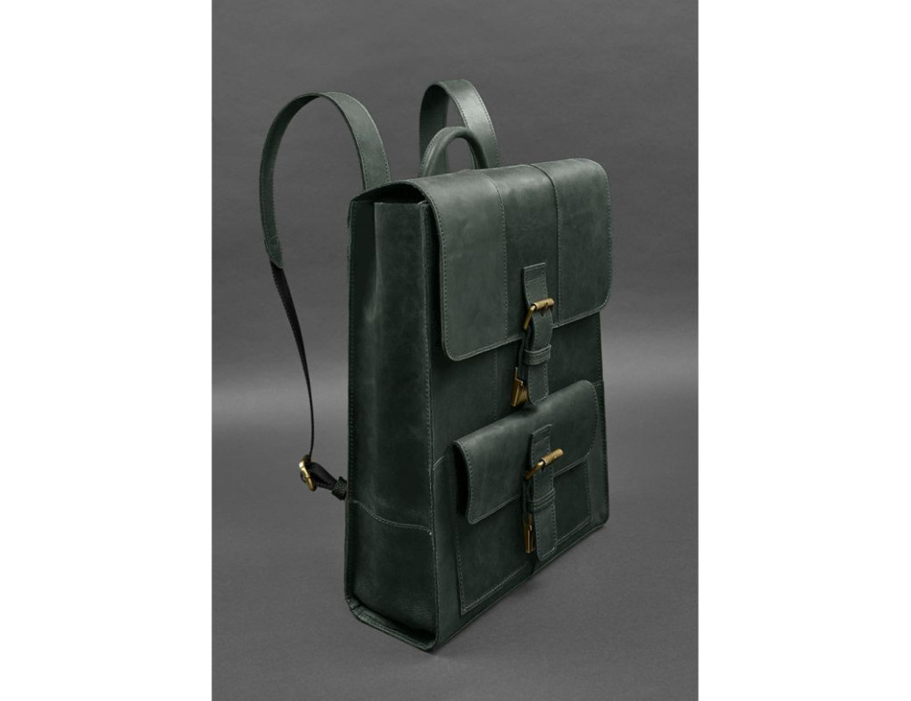 Шкіряний рюкзак Brit зелений Crazy Horse Blanknote BN-BAG-47-iz - Фотографія № 2