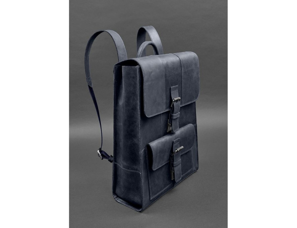 Шкіряний рюкзак Brit темно-синій Crazy Horse Blanknote BN-BAG-47-nn - Фотографія № 2