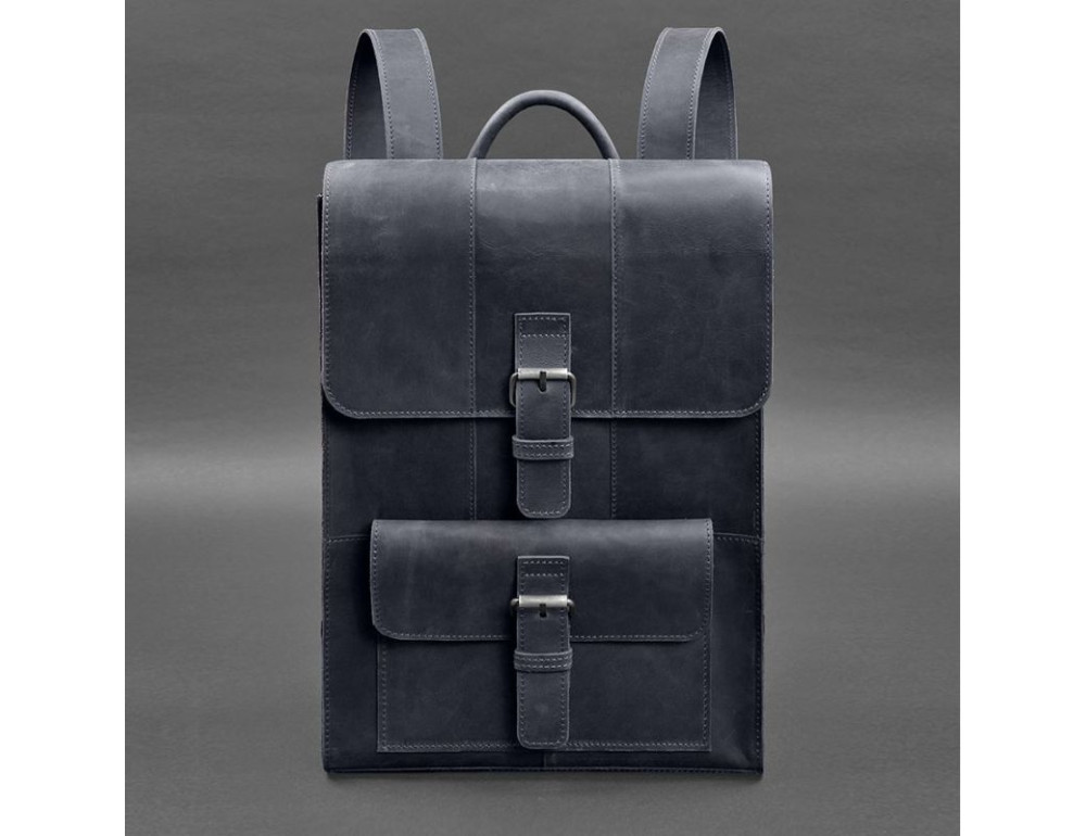 Шкіряний рюкзак Brit темно-синій Crazy Horse Blanknote BN-BAG-47-nn - Фотографія № 4