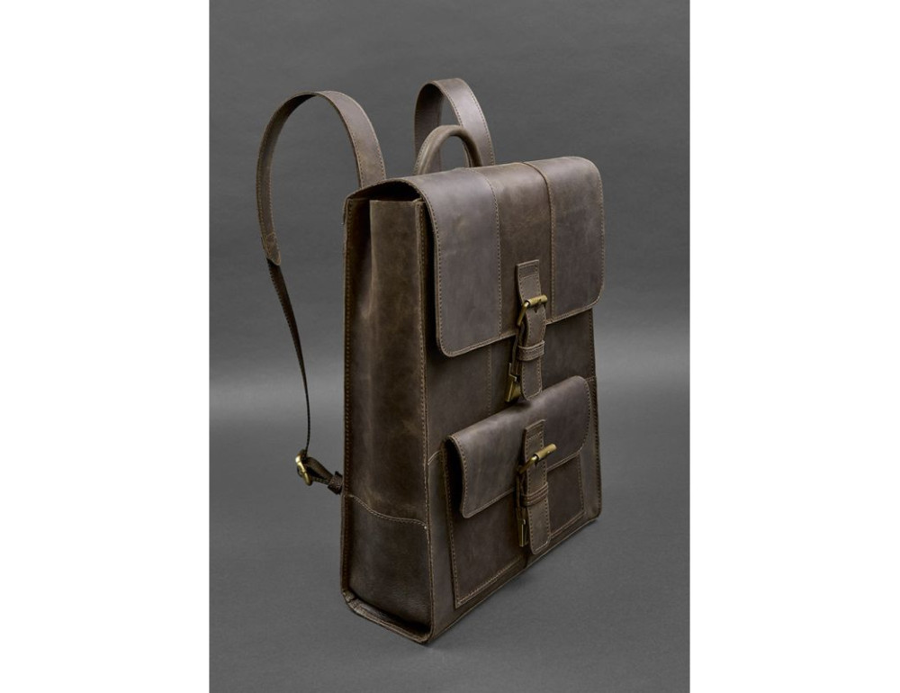 Шкіряний рюкзак Brit темно-коричневий BN-BAG-47-o - Фотографія № 2