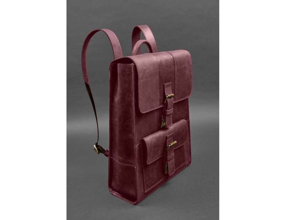 Шкіряний рюкзак Brit бордовий Crazy Horse Blanknote BN-BAG-47-vin-kr - Фотографія № 2