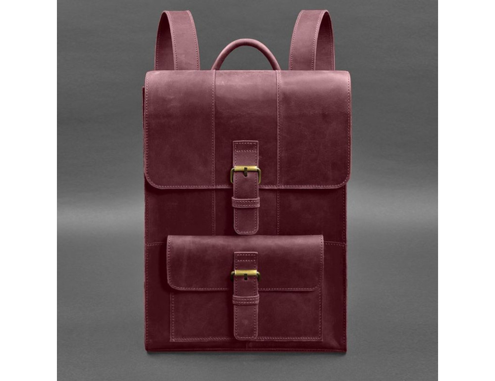 Шкіряний рюкзак Brit бордовий Crazy Horse Blanknote BN-BAG-47-vin-kr - Фотографія № 4