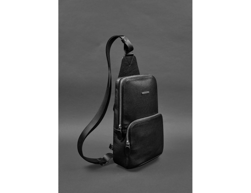 Шкіряний чоловічий рюкзак (сумка-слінг) на одне плече Blackwood чорний BN-BAG-49-bw - Фотографія № 2