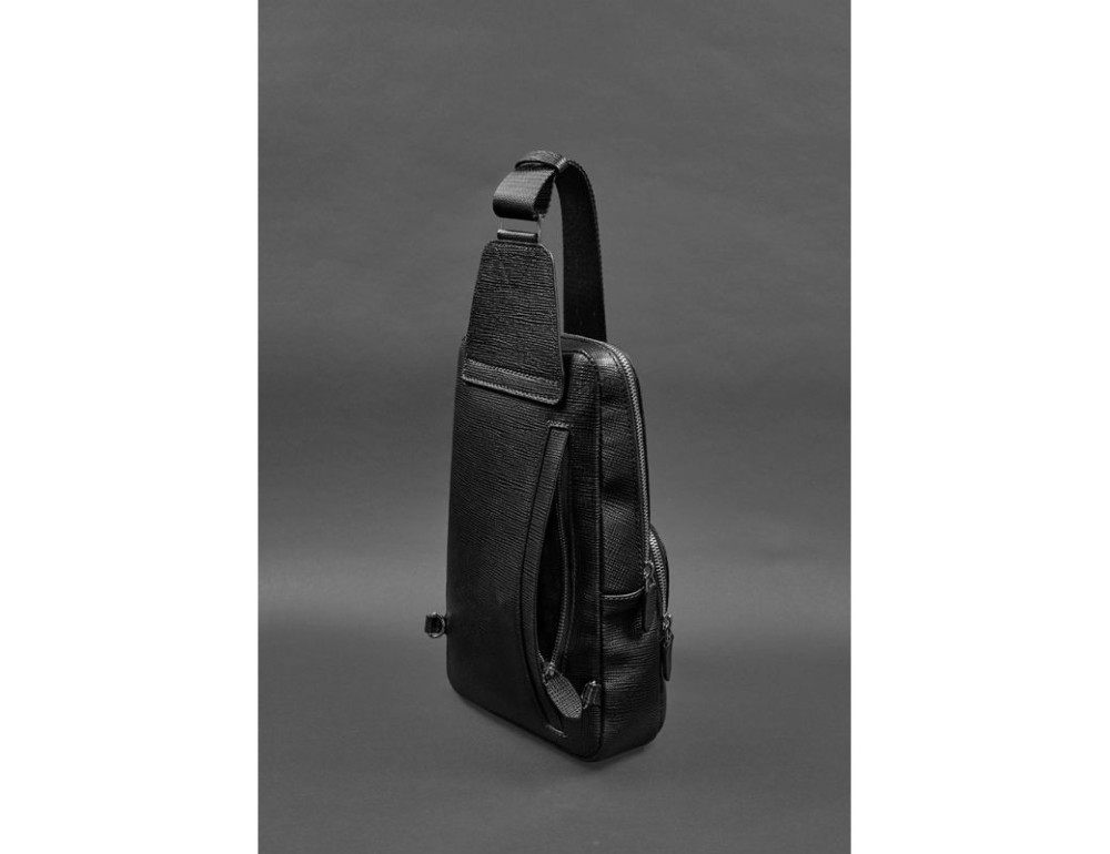 Шкіряний чоловічий рюкзак (сумка-слінг) на одне плече Blackwood чорний BN-BAG-49-bw - Фотографія № 4