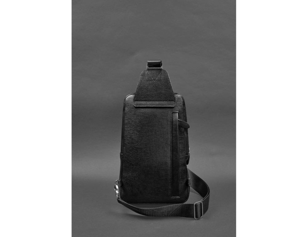 Шкіряний чоловічий рюкзак (сумка-слінг) на одне плече Blackwood чорний BN-BAG-49-bw - Фотографія № 6