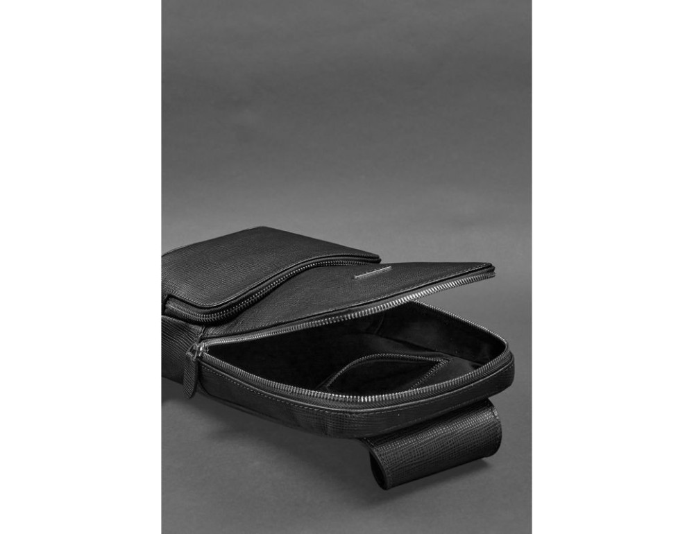 Шкіряний чоловічий рюкзак (сумка-слінг) на одне плече Blackwood чорний BN-BAG-49-bw - Фотографія № 7