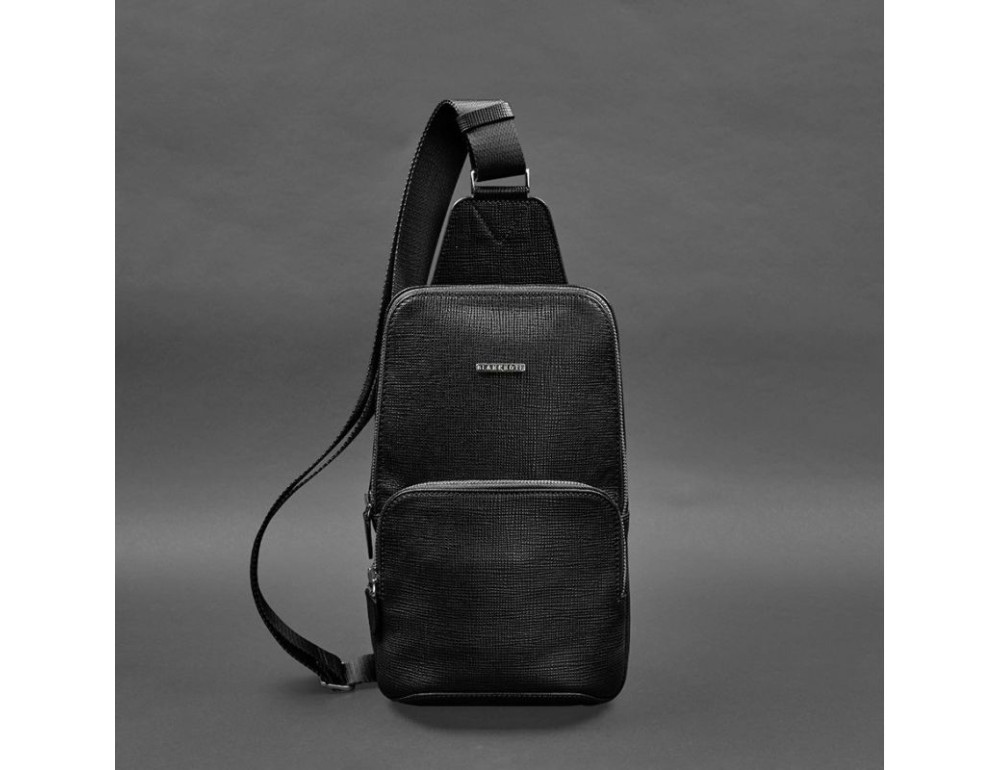 Шкіряний чоловічий рюкзак (сумка-слінг) на одне плече Blackwood чорний BN-BAG-49-bw - Фотографія № 8