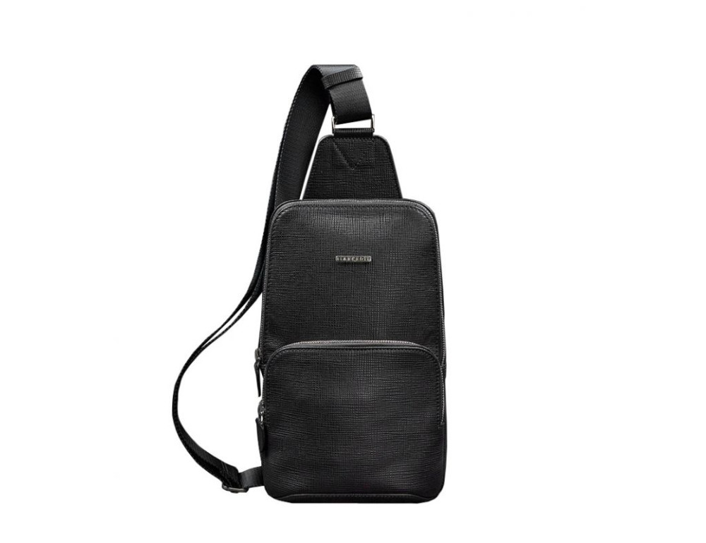 Шкіряний чоловічий рюкзак (сумка-слінг) на одне плече Blackwood чорний BN-BAG-49-bw - Фотографія № 9