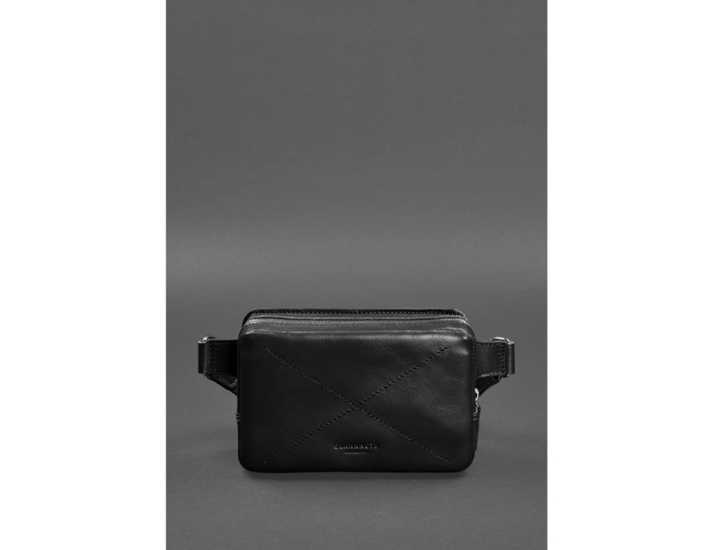 Чорна шкіряна сумка на пояс прямокутна Blancnote BN-BAG-6-G - Фотографія № 2