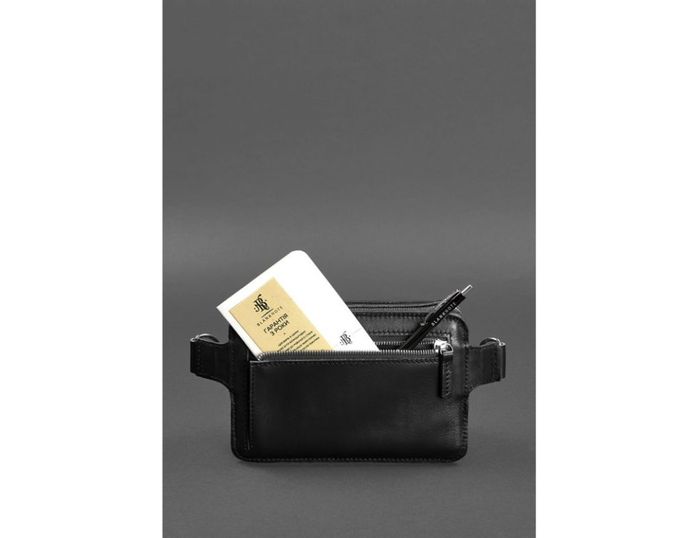Чорна шкіряна сумка на пояс прямокутна Blancnote BN-BAG-6-G - Фотографія № 5