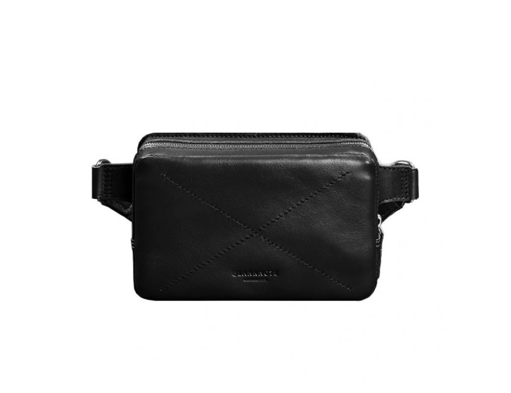 Чорна шкіряна сумка на пояс прямокутна Blancnote BN-BAG-6-G - Фотографія № 10