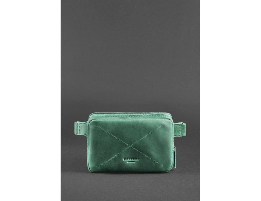 Стильная кожаная сумка на пояс зелёного цвета Blancnote BN-BAG-6-IZ - Фото № 2