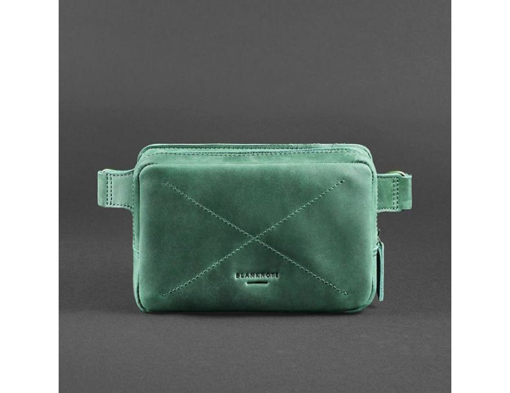 Стильная кожаная сумка на пояс зелёного цвета Blancnote BN-BAG-6-IZ - Фото № 8