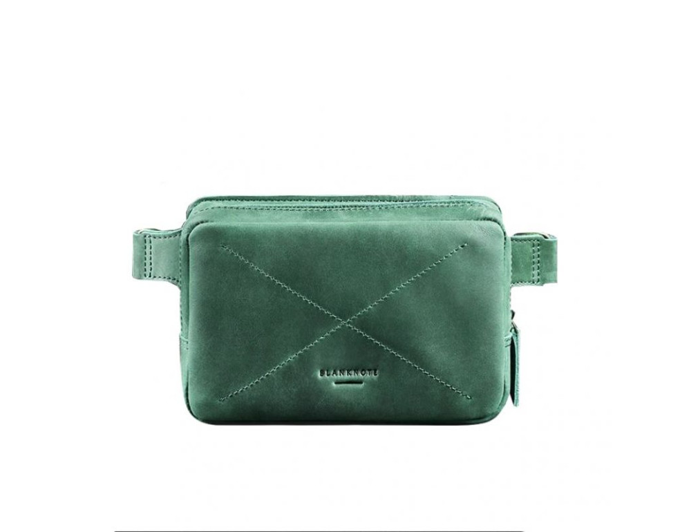 Стильная кожаная сумка на пояс зелёного цвета Blancnote BN-BAG-6-IZ - Фото № 9