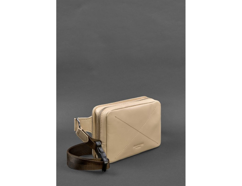 Шкіряна жіноча поясна сумка Dropbag Mini світло-бежева Blanknote BN-BAG-6-light-beige - Фотографія № 2