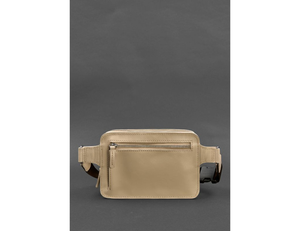 Шкіряна жіноча поясна сумка Dropbag Mini світло-бежева Blanknote BN-BAG-6-light-beige - Фотографія № 3