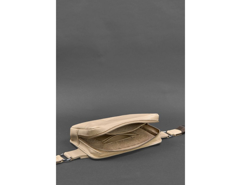 Шкіряна жіноча поясна сумка Dropbag Mini світло-бежева Blanknote BN-BAG-6-light-beige - Фотографія № 5