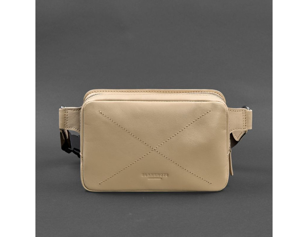Шкіряна жіноча поясна сумка Dropbag Mini світло-бежева Blanknote BN-BAG-6-light-beige - Фотографія № 6