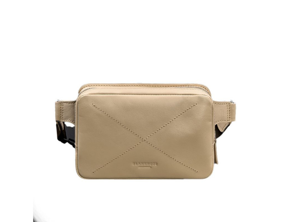 Шкіряна жіноча поясна сумка Dropbag Mini світло-бежева Blanknote BN-BAG-6-light-beige - Фотографія № 7