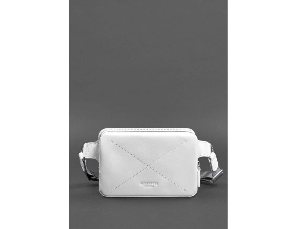 Біла шкіряна сумка на пояс квадратна Blancnote BN-BAG-6-LIGHT-BW - Фотографія № 2