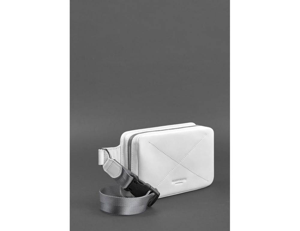 Біла шкіряна сумка на пояс квадратна Blancnote BN-BAG-6-LIGHT-BW - Фотографія № 3