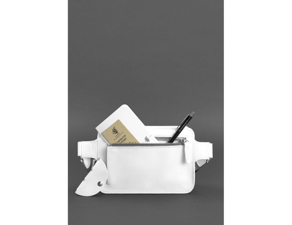 Біла шкіряна сумка на пояс квадратна Blancnote BN-BAG-6-LIGHT-BW - Фотографія № 5