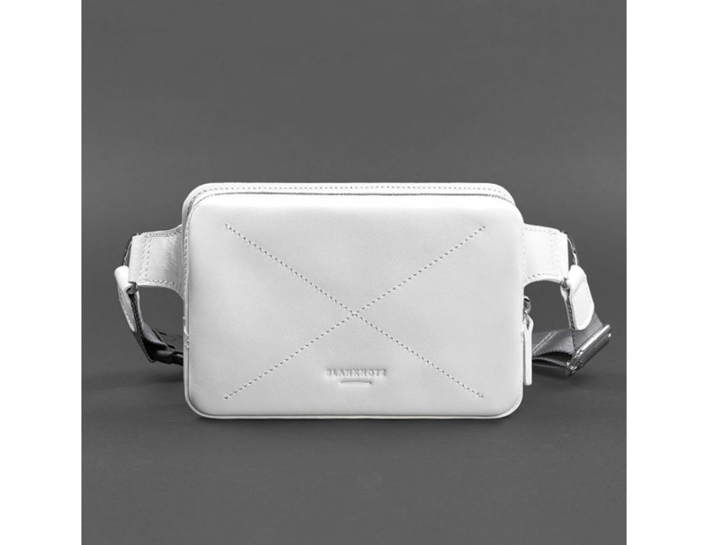 Біла шкіряна сумка на пояс квадратна Blancnote BN-BAG-6-LIGHT-BW - Фотографія № 7