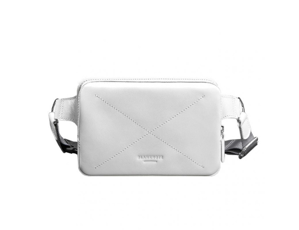 Біла шкіряна сумка на пояс квадратна Blancnote BN-BAG-6-LIGHT-BW - Фотографія № 8