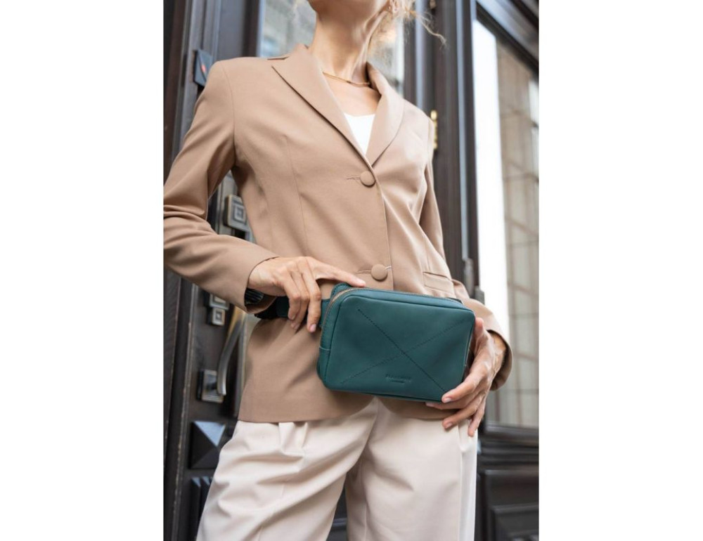 Зелена жіноча сумка на пояс Blancnote BN-BAG-6-MALACHITE - Фотографія № 10