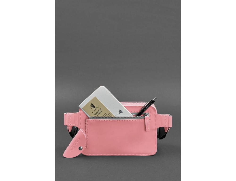 Рожева шкіряна сумка на пояс Blancnote BN-BAG-6-PINK-PEACH - Фотографія № 4