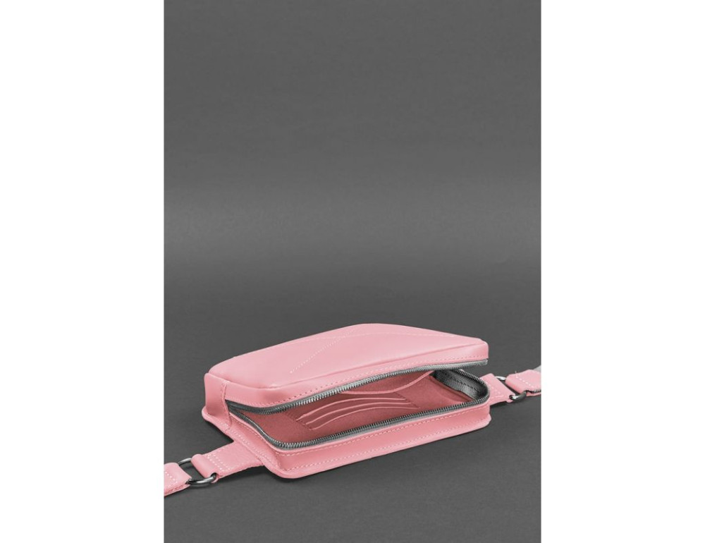 Рожева шкіряна сумка на пояс Blancnote BN-BAG-6-PINK-PEACH - Фотографія № 5