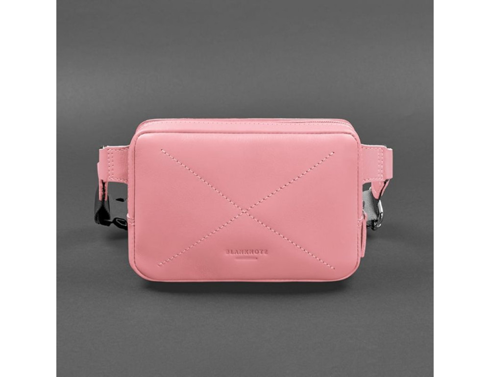 Рожева шкіряна сумка на пояс Blancnote BN-BAG-6-PINK-PEACH - Фотографія № 6