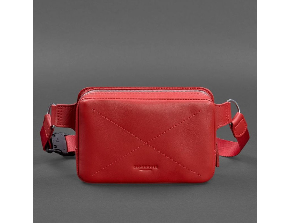 Шкіряна сумка жіноча Dropbag Mini червона Blancnote BN-BAG-6-red - Фотографія № 7