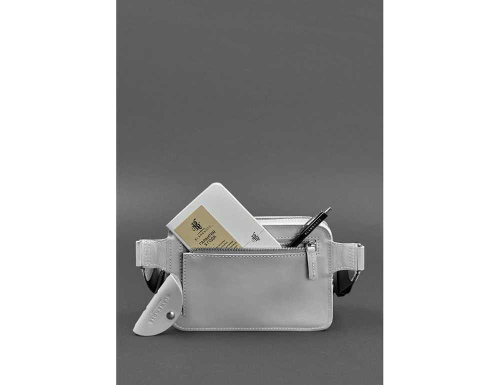 Сіра шкіряна сумка на пояс Blancnote BN-BAG-6-SHADOW - Фотографія № 5