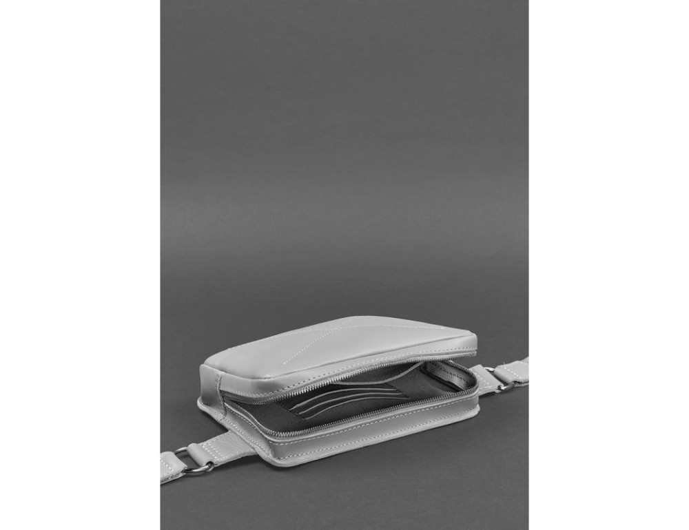 Сіра шкіряна сумка на пояс Blancnote BN-BAG-6-SHADOW - Фотографія № 6
