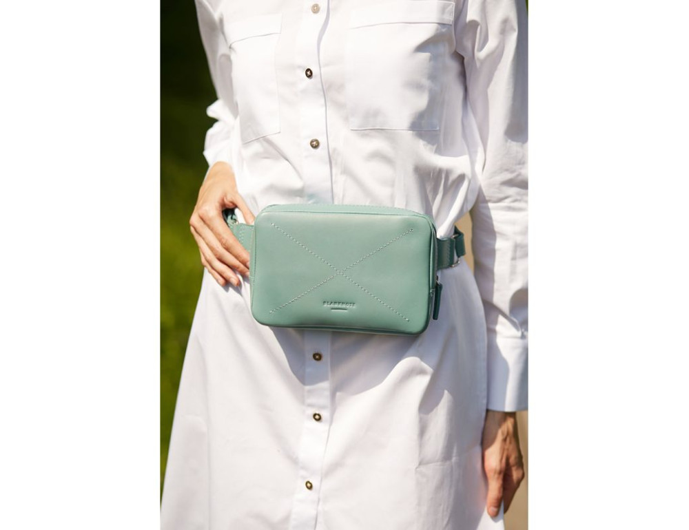 Бірюзова шкіряна сумка на пояс Blancnote BN-BAG-6-TIFFANY - Фотографія № 6