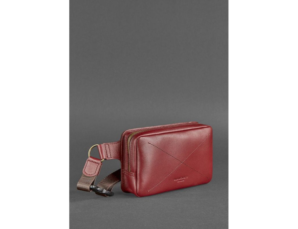 Бордова шкіряна сумка на пояс Blancnote BN-BAG-6-VIN - Фотографія № 3