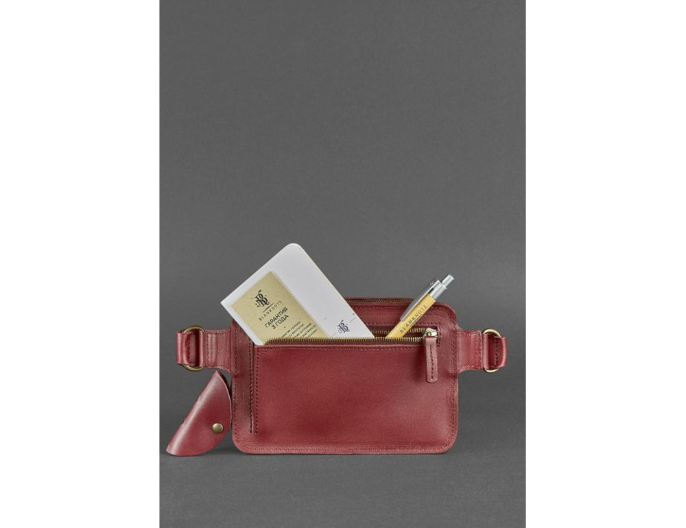 Бордова шкіряна сумка на пояс Blancnote BN-BAG-6-VIN - Фотографія № 5