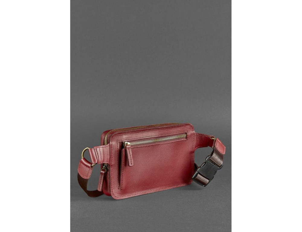 Бордова шкіряна сумка на пояс Blancnote BN-BAG-6-VIN - Фотографія № 6
