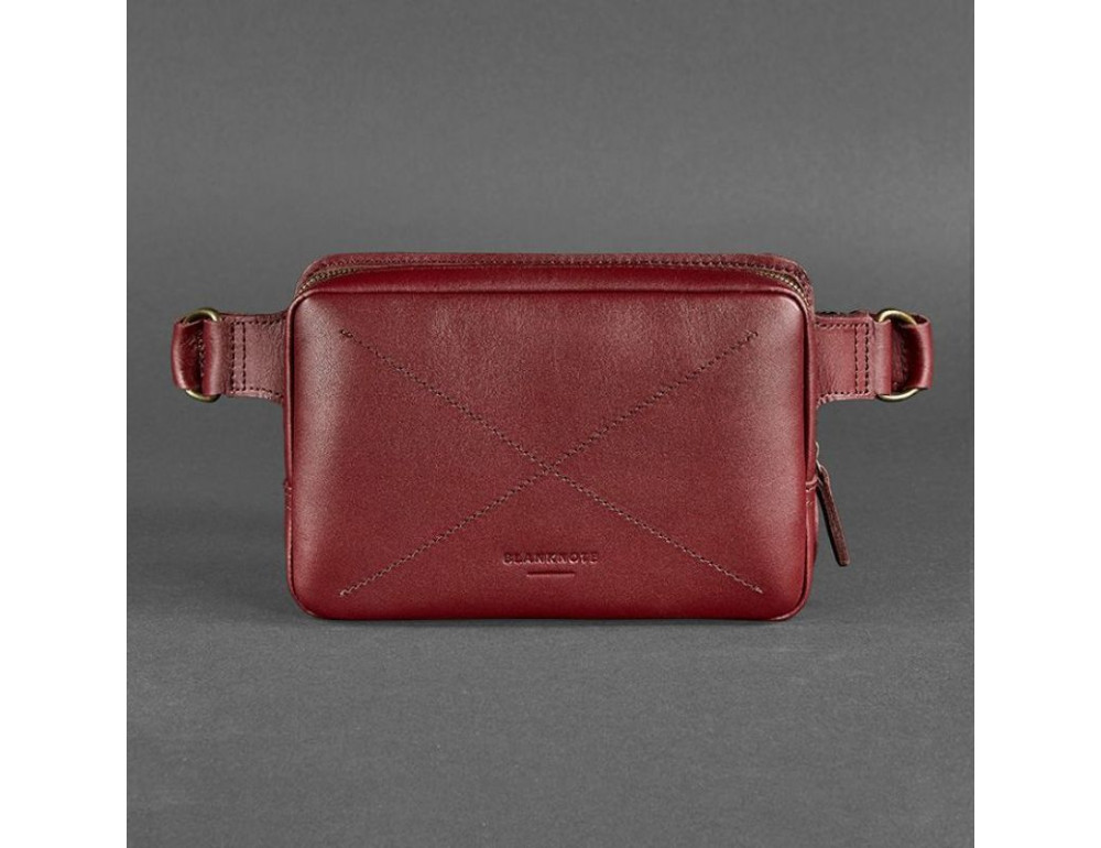 Бордова шкіряна сумка на пояс Blancnote BN-BAG-6-VIN - Фотографія № 10
