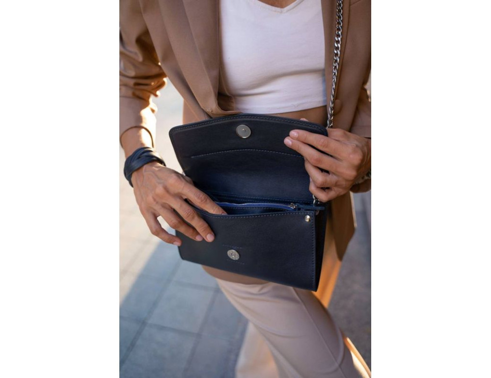 Шкіряний клатч Еліс blanknote BN-BAG-7-navy-blue темно-синій - Фотографія № 9