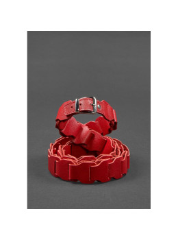 Женский бохо-ремень из кожи Saffiano красного цвета Blancnote BN-BELT-1-bw-red